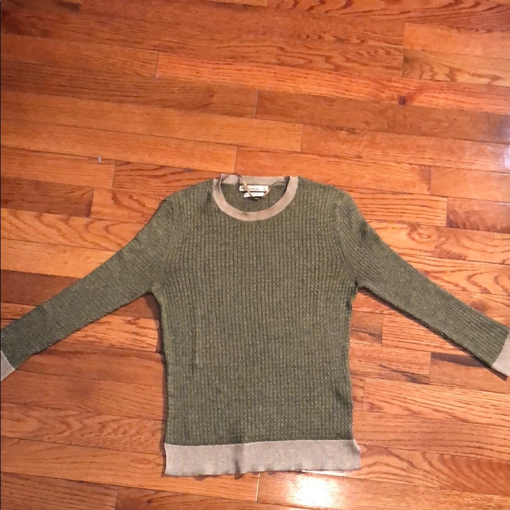 Zara knit army green Italian yarn crewneck